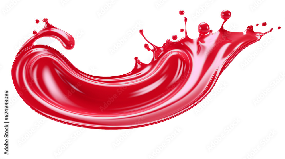 red paint liquid splash isolated against transparent background - obrazy, fototapety, plakaty 