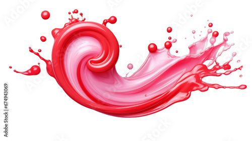 red paint liquid splash isolated against transparent background photo