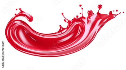 red paint liquid splash isolated against transparent background