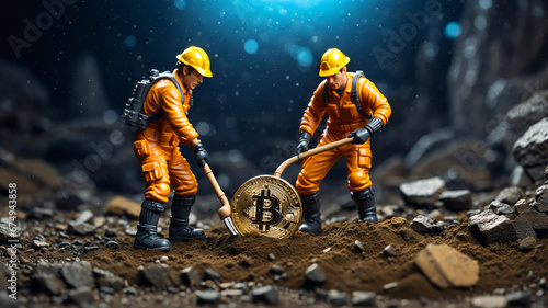 Miners dig up a Bitcoin. photo