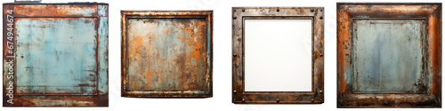 Vintage rusty metal frame Hyperrealistic Highly Detailed Isolated On Transparent Background Png File