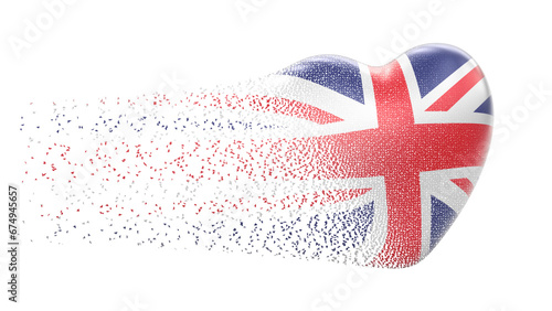 Flag of Britain in white background. 3D Illustration.