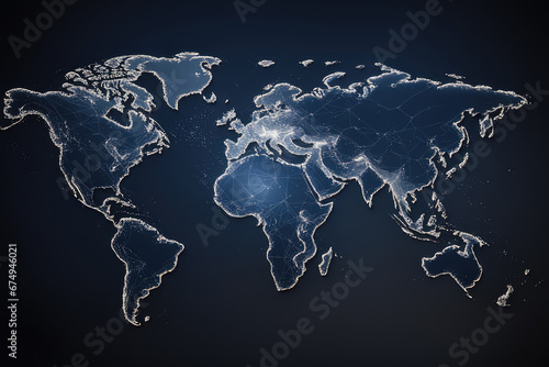 global network connection world map asia continent point line worldwide information technology dat photo