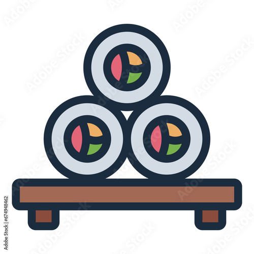 Sushi roll japanese food icon