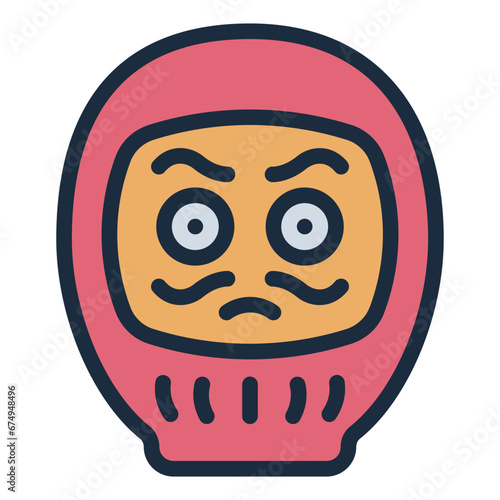 Daruma doll traditional japanese doll icon