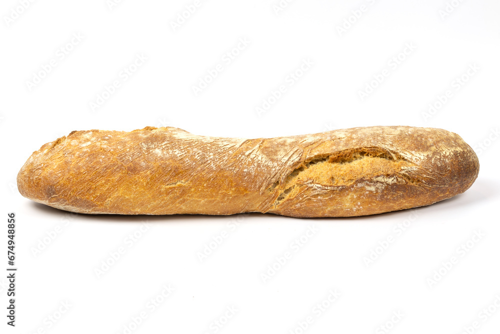 baguette de pain, en gros plan, isolé sur un fond blanc