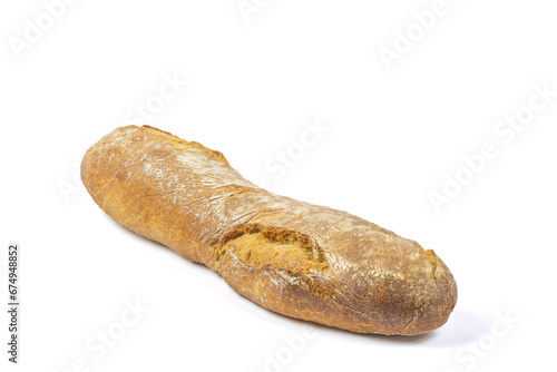 baguette de pain, en gros plan, isolé sur un fond blanc