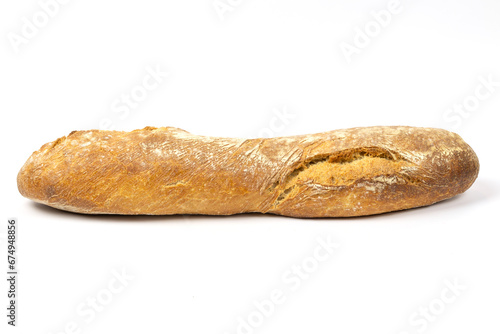 baguette de pain, en gros plan, isolé sur un fond blanc