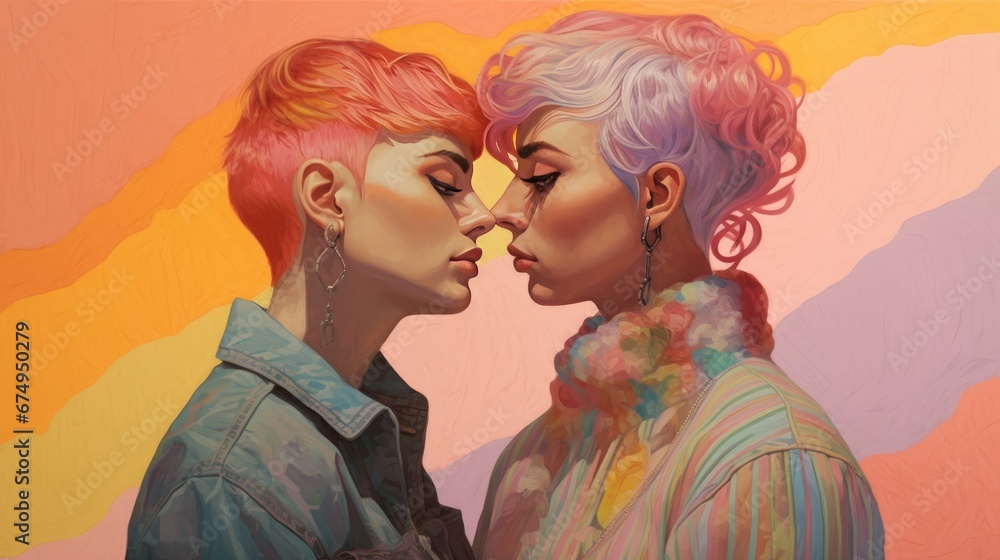 Friends, group or young people with non-binary, gay and lesbian with happiness.