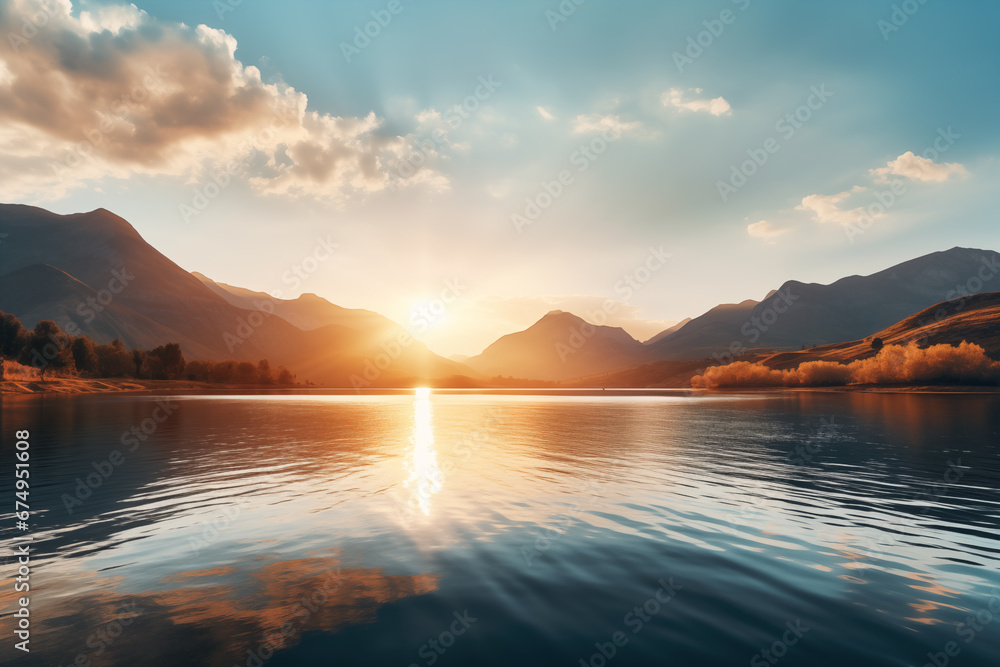 Beautiful landscape photo for desktop wallpaper, sunrise in nature