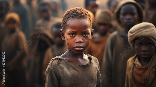 A crowd of little poor African boys in a local village © Ahtesham