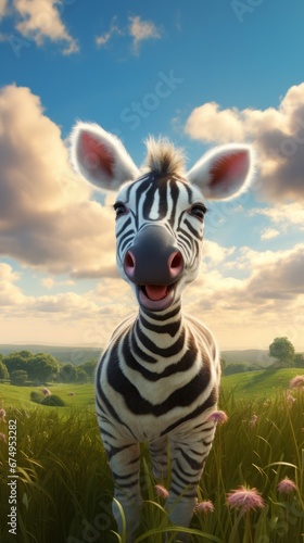 A zebra standing in a field of tall grass