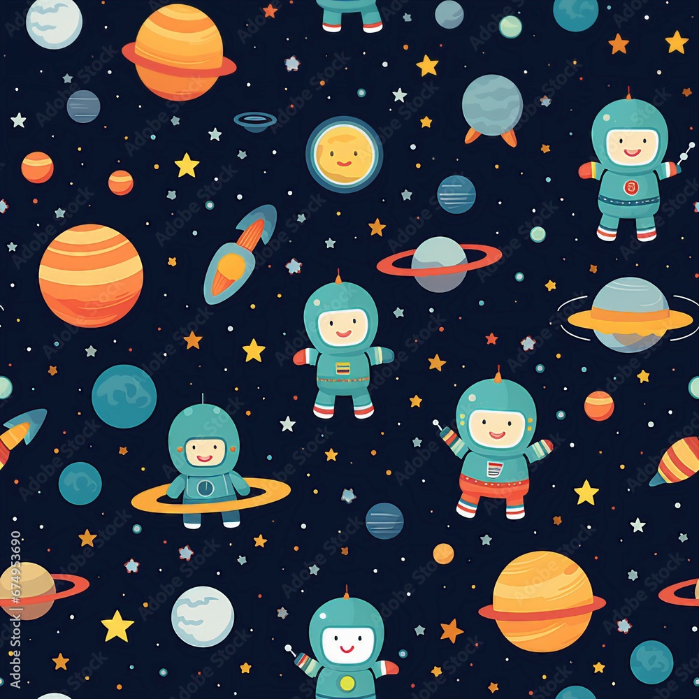 Kawaii Space Adventures Pattern Kawaii Space Adventures Pattern
