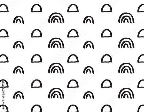 Pattren rainbow black hand drawn, on a transparent background. Cute abstract design in Scandinavian style