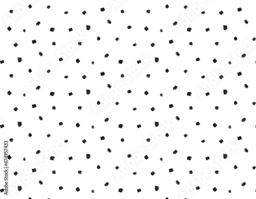 Pattern doodle dots on a transparent background, black circles drawn by hand. Modern abstract design for print and textile