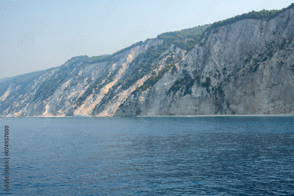 Panoramic view of coastline of Lefkada, Ionian Islands, Greece