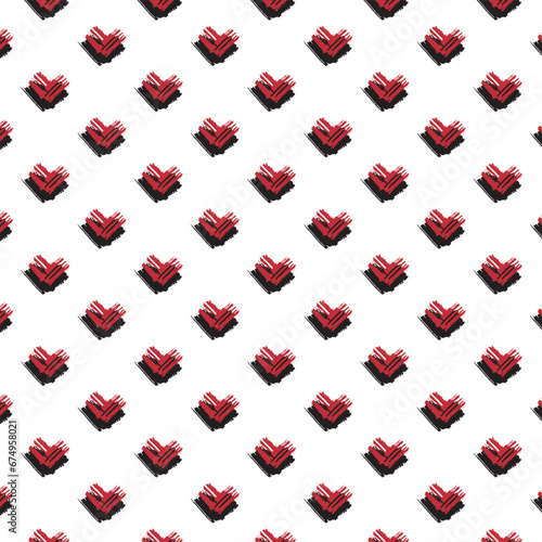 pattern black and red heart spots sketch on a transparent background  black geometric element drawn by hand. Modern abstract love design for print and textile