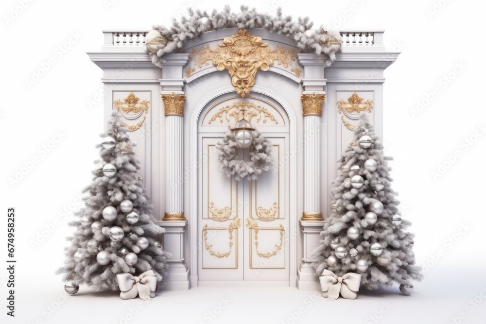 Obraz premium Elegant Holiday Welcome with a Luxurious Christmas Door