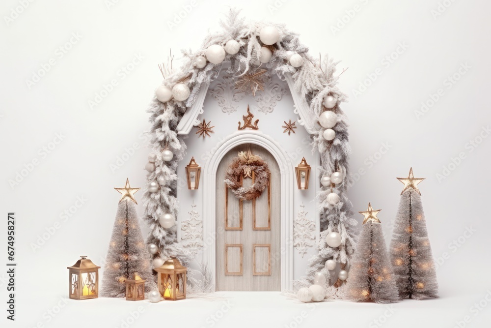 Obraz premium Elegant Holiday Welcome with a Luxurious Christmas Door