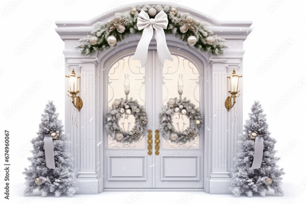 Luxurious Christmas decoration on white background. Decoration, Decoration, merry Christmas and happy new year