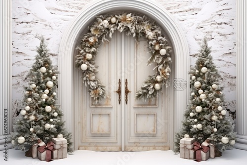 Luxurious Christmas decoration on white background. Decoration, Decoration, merry Christmas and happy new year