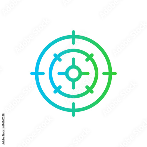 Target marketing icon with blue and green gradient outline style. goal, success, target, business, strategy, marketing, competition. Vector illustration