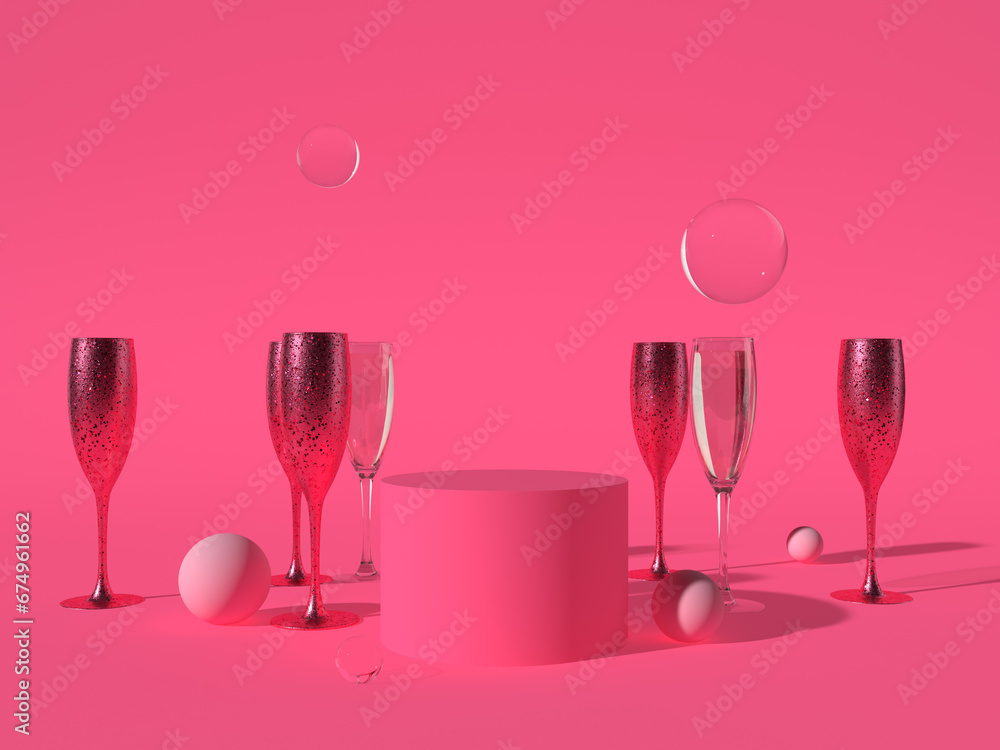Two glasses of champagne with ribbon Two glasses of champagne with ribbon