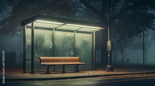 empty bus stop. Illustration. photography 