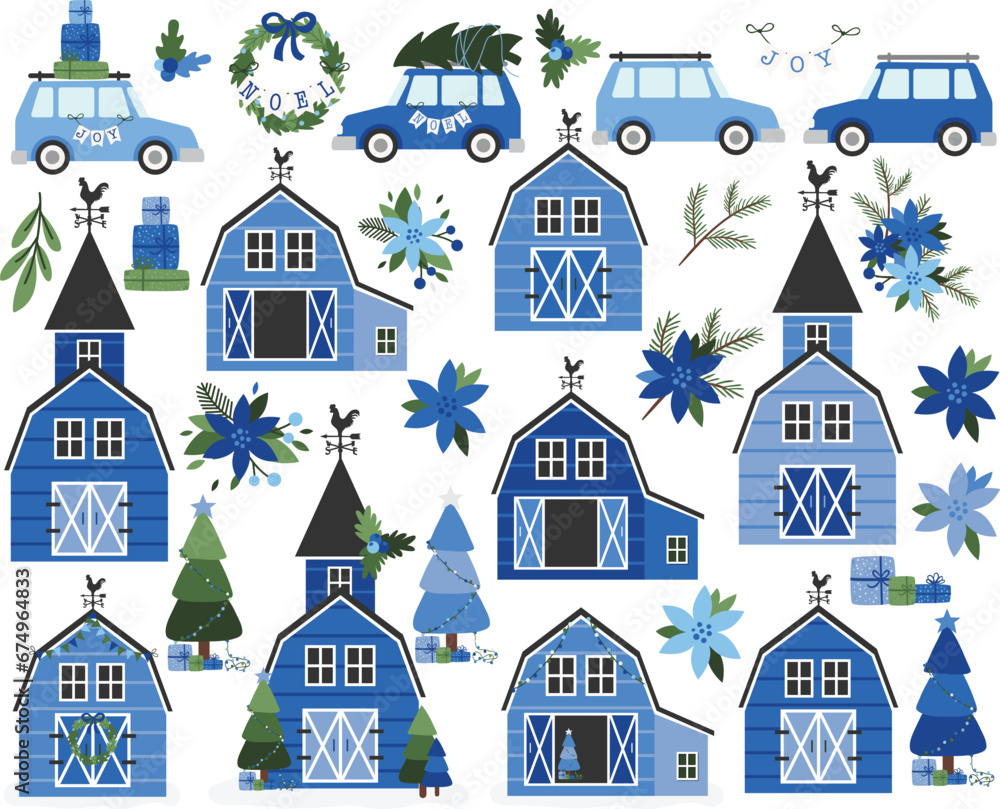Christmas Farmhouse, Farm decor, navy blue Christmas Farmhouse, Farm decor, navy blue