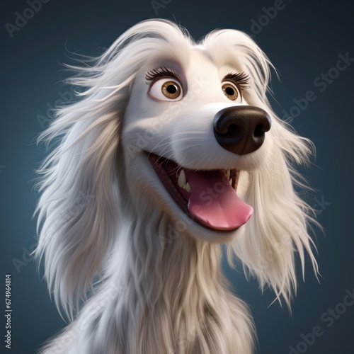 Cute cartoon white dog