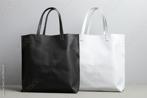 Elegant Black and White Leather Tote Bags