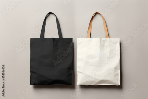 Two tote bags mockup on a white background