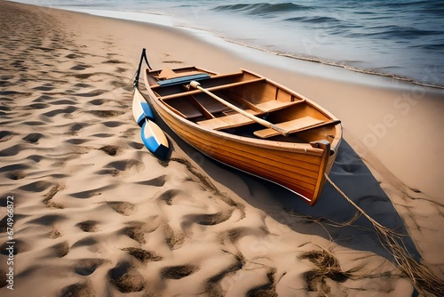 boat on the beach generated by AI technology 