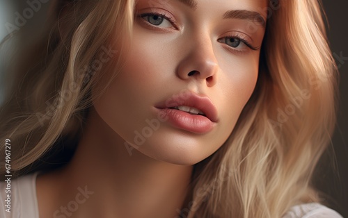 Wallpaper Mural Close up lips photography. Beautiful young woman with blonde hair Torontodigital.ca