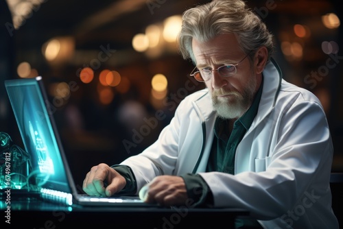 Professional doctor, therapist, neurosurgeon, medical practice, nurse, successful, intelligent, experienced, positive with a smile on his face conducting an appointment, avatar with copy space