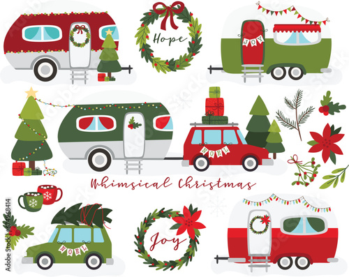 Christmas Camper van, vacation, camping