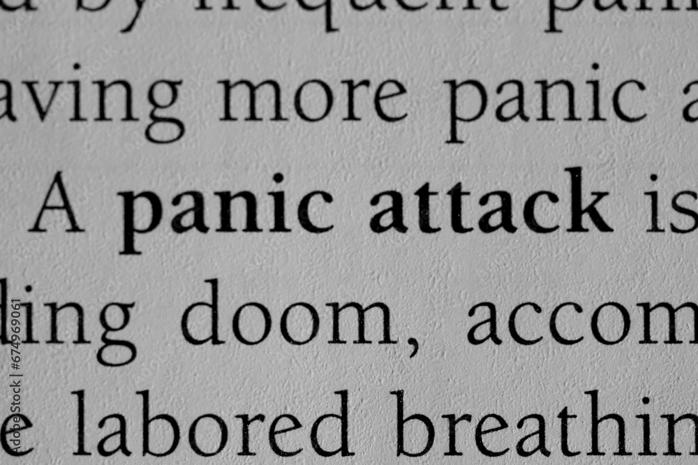 Panic attack, psychology disorder terminology printed in black on white paper close-up. medical treatment and therapy. Panic attack, psychology disorder terminology printed in black on white paper close-up. medical treatment and therapy.
