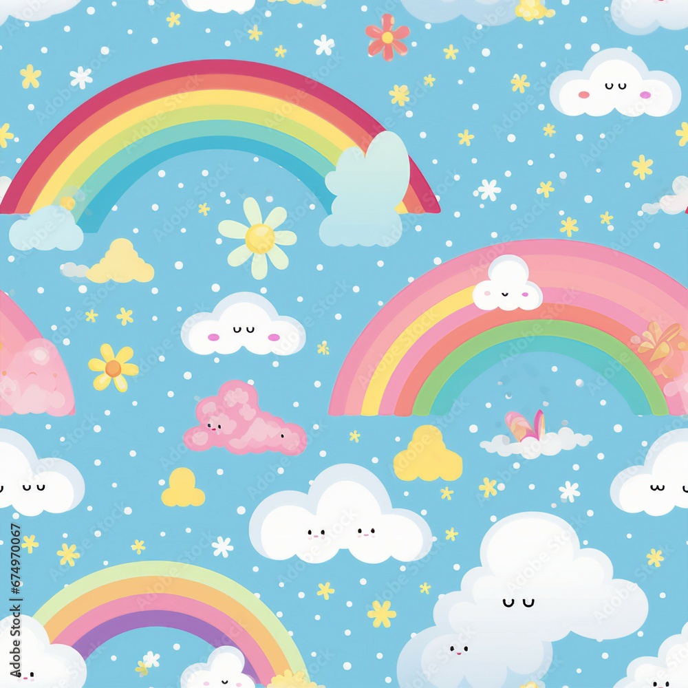 Rainbow Kawaii Dreamland Pattern Rainbow Kawaii Dreamland Pattern