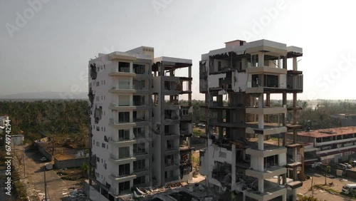 Building damaged by Hurricane Otis in Acapulco, Mexico.