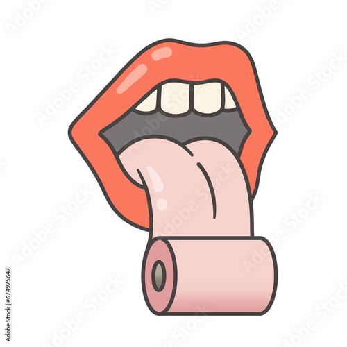 Mouth with a toilet roll paper tongue (ID: 674975647)