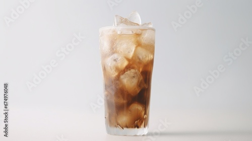 Coffee with ice cubes glass istock promo white background illustration picture AI generated art