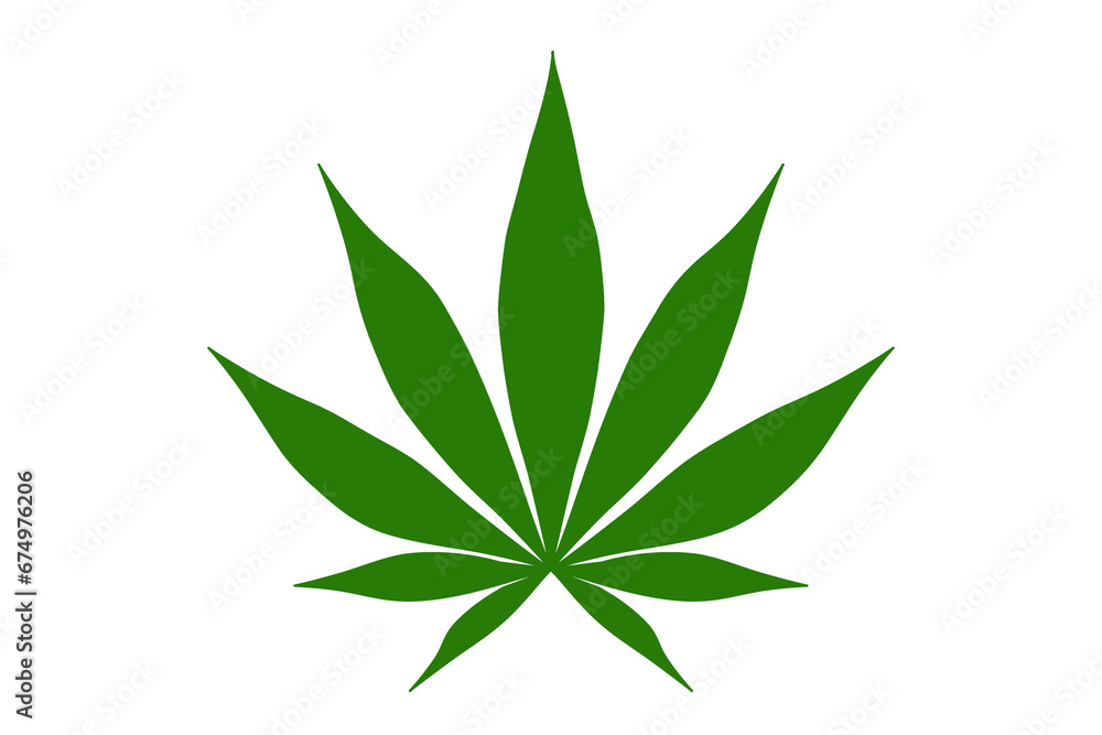 Fototapeta premium cannabis leaf colored green. Illustration in PNG format.