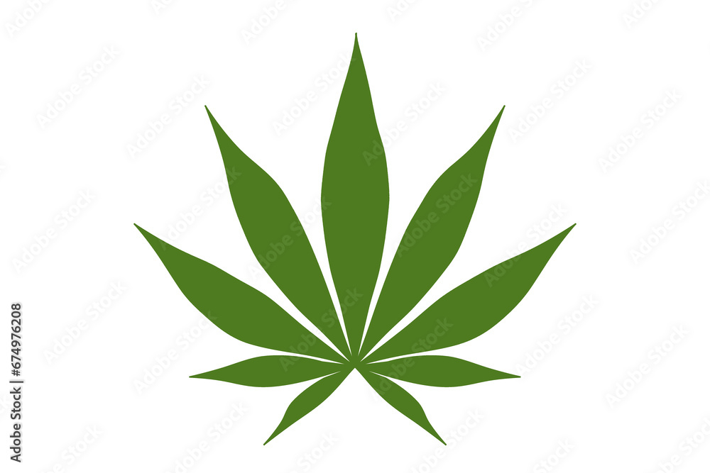 illustration of green cannabis leaf on a white background