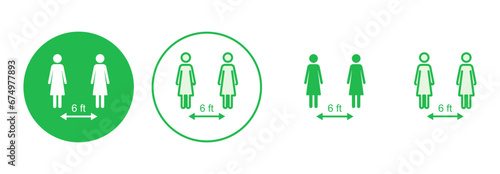 Social distancing icon set. social distance icon. self quarantine sign