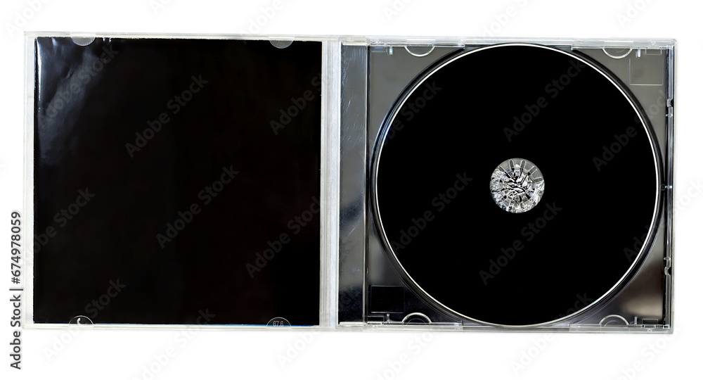 Opened CD jewel case  - obrazy, fototapety, plakaty 