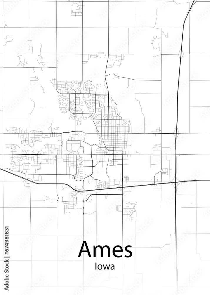 Ames Iowa minimalist map