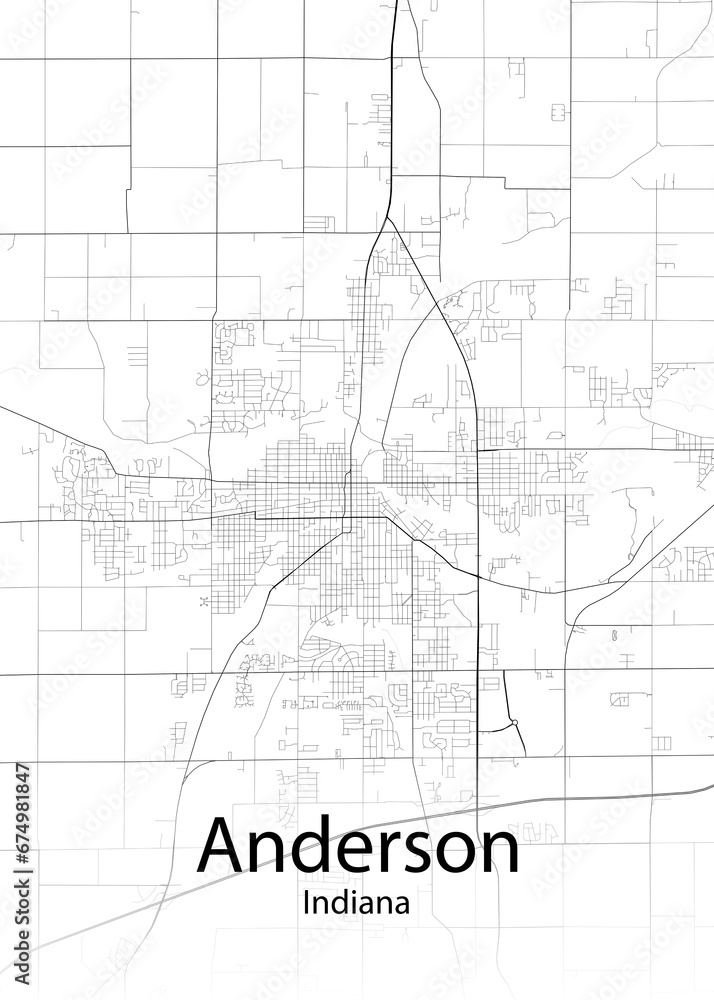 Anderson Indiana minimalist map