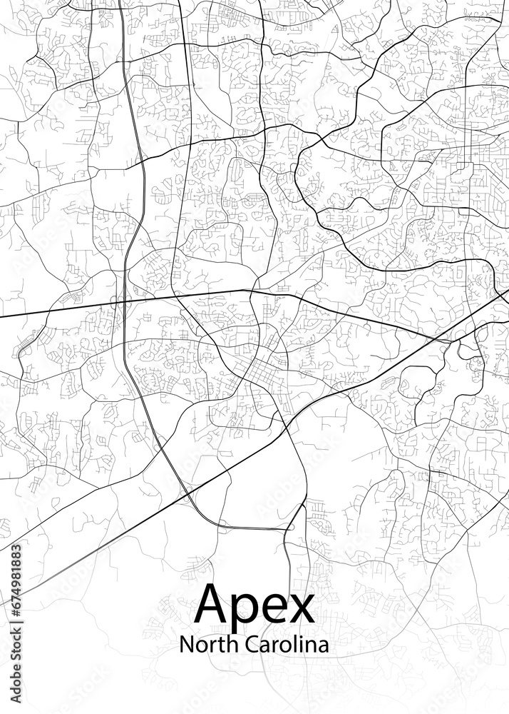 Apex North Carolina minimalist map