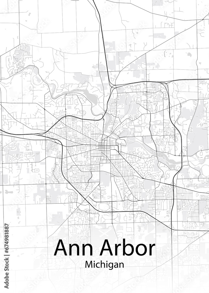 Ann Arbor Michigan minimalist map