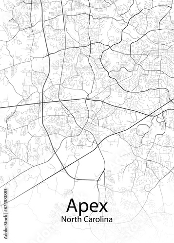 Apex North Carolina minimalist map